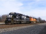 NS 6592 with BNSF 5216 blasts west with a coal train.